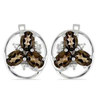 BUY REAL SMOKY GEMSTONE EARRINGS IN STERLING SILVER